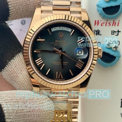 PPM 40mm Rolex Day-Date II Gain Weight Smoky Grey Dial Swiss Clone 3255 Rose Gold Watch 